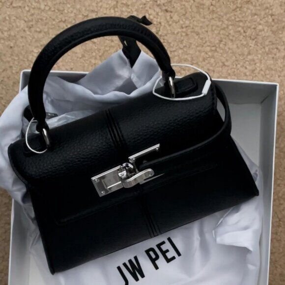 🆕Jw Pei Women Black Vegan Leather Imported Elegant Sustainable Top Handle Bag - Picture 4 of 10